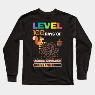 Level 100 Days Of School Completed Squirrel Game Long Sleeve T-Shirt